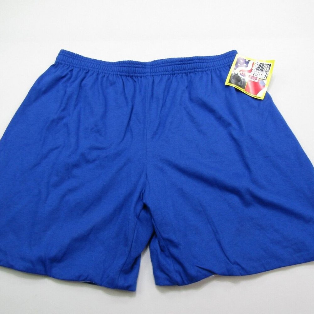 VTG Jerzees Reversible Athletic Gym Shorts Adult 2X Elastic Active Retro Blue